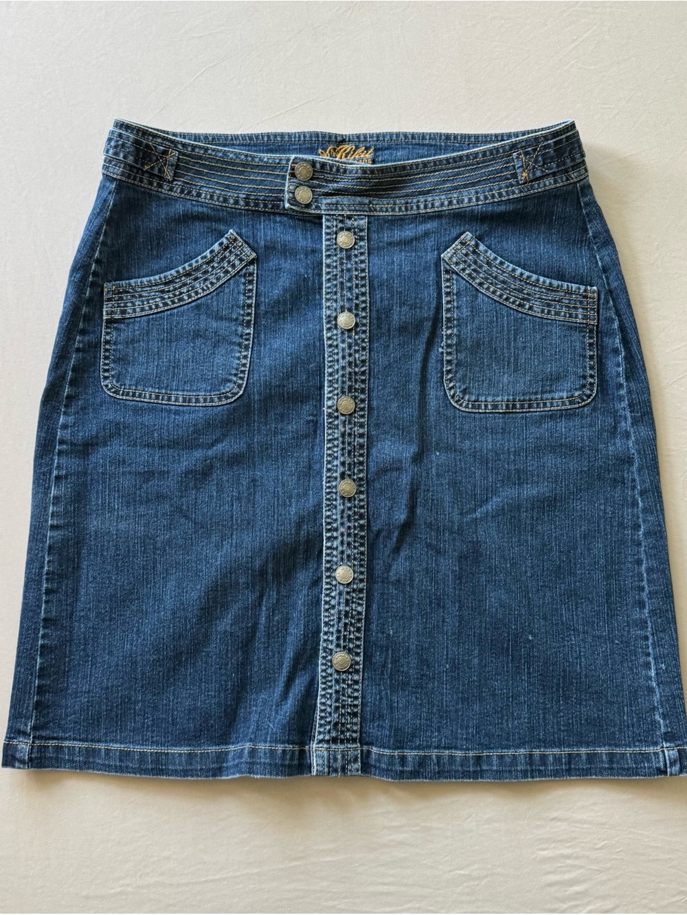 Vintage Y2K Era KitKit Button Front Denim Skirt